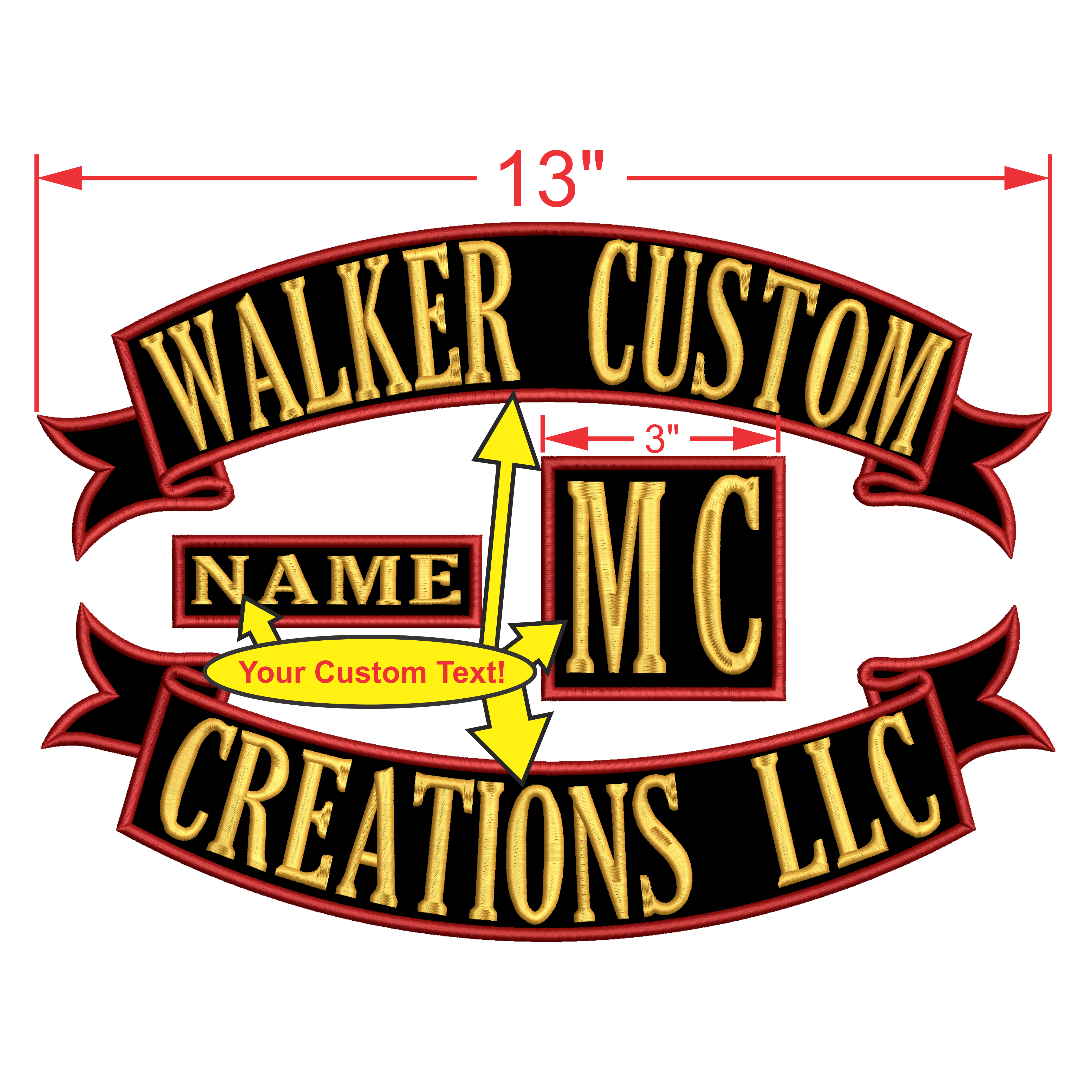 13″ Rocker Ribbon Style Patch Set – Walker Custom Creations